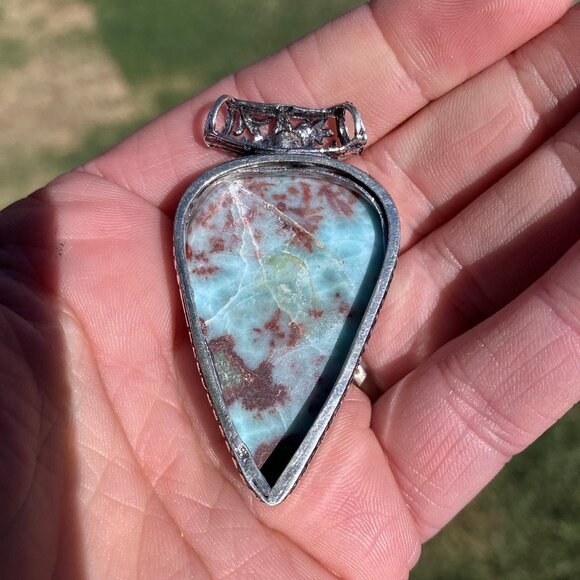 Red and Blue Larimar Pendant Stone Crystal Jewelry - Picture 8 of 10